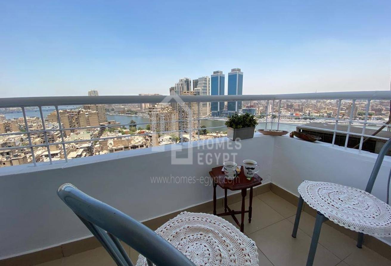 The Bright Fully Furnished Apartment is 120 sqm features: 
2 Bedrooms, 
1 Bathroom, 
Reception, 
Dinning area, 
Kitchen, 
ACs and a Balcony with Fabulous Nile View.
Zamalek is an affluent district of western Cairo encompassing the northern portion of Gezira Island in the Nile River, Zamalek is one of the affluent residential districts in Greater Cairo,Many non-Egyptians live in Zamalek. The quiet, leafy streets and 19th-century apartment blocks and villas make this one of the most attractive parts of the city and a favored residential location for many of Cairo's European expatriates. It is also the district of many fine restaurants, bars and cafes, including traditional open-air ahwas and European cappuccino bars. The Gezira Island area is culturally active: with art galleries and museums, including the Museum of Islamic Ceramics; and two of Cairo’s major music and performing arts venues – the spacious Egyptian Opera House complex, and the El Sawy Culture Wheel Center. Several Zamalek buildings have an Art Deco style.
