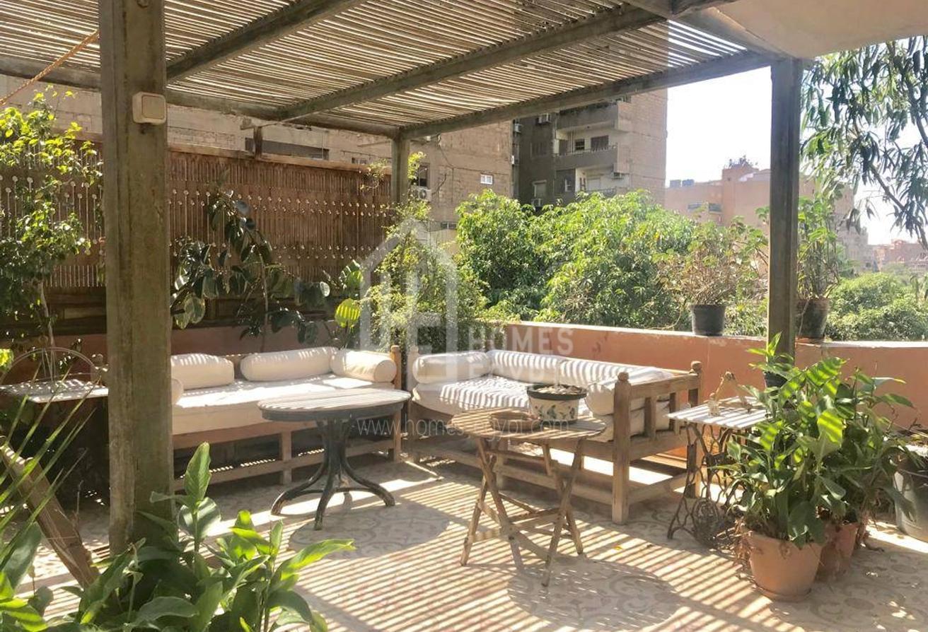 Located in an Old Building in a Prime Location, 
The 150 meter Penthouse Features a 150 meter Large Beautiful Terrace Decorated with a Variety of Plants and a Sitting Area. 
The Apartment itself is Fully Furnished and Features: 
an Open Equipped Kitchen, 
Wooden Floor, 
Living Area with Cozy Furniture, 
3 Large Bedrooms and 2 Full Bathrooms. 
Zamalek is an affluent district of western Cairo encompassing the northern portion of Gezira Island in the Nile River, Zamalek is one of the affluent residential districts in Greater Cairo, Many non-Egyptians live in Zamalek. The quiet, leafy streets and 19th-century apartment blocks and villas make this one of the most attractive parts of the city and a favored residential location for many of Cairo's European expatriates. It is also the district of many fine restaurants, bars and cafes, including traditional open-air ahwas and European cappuccino bars.